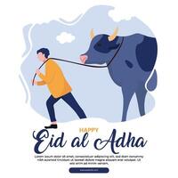 eid adha mubarak groet kaart. illustratie voor de viering van eid mubarak met vlak ontwerp illustratie vector