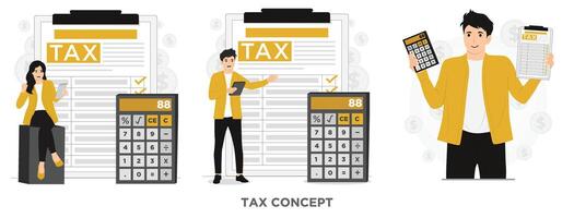 vlak betalen belasting inkomen belasting bedrijf belasting consultant belasting tijd schema concept illustratie vector