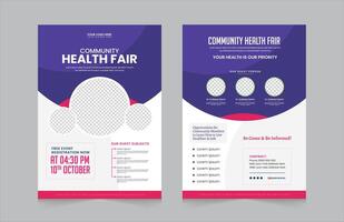 gemeenschap Gezondheid eerlijk dubbelzijdig folder ontwerp. perfect voor ieder poster, web banier of sociaal media na. eps illustratie vector