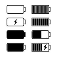 batterij pictogrammenset. batterij pictogram clipart set. vector