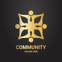 gemeenschap logo, luxe stijl gouden kleur vector
