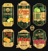 Set van organische fruit retro vintage gouden labels-collectie vector