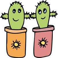 schattig vriendschap clip art met cactus potten. hand- getrokken tekening illustratie het beste vrienden vector