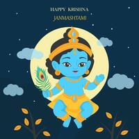 gelukkig krishna Janmashtani illustratie vector