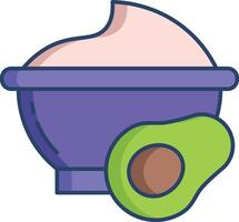 avocado puree voor baby lineair kleur illustratie vector