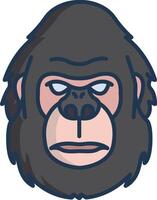 gorilla gezicht lineair kleur illustratie vector