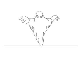 halloween geest doorlopend een lijn tekening pro illustratie vector