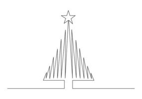 Kerstmis boom doorlopend een lijn tekening pro illustratie vector