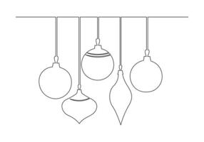 Kerstmis decoraties doorlopend een lijn tekening pro illustratie vector