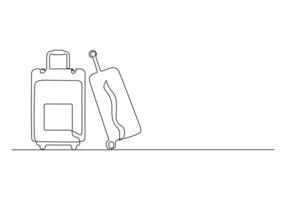 reizen koffer doorlopend een lijn tekening premie illustratie vector