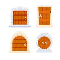 kasteel middeleeuws deuren. deur in stenen, koninkrijk poorten. huis facade. vector