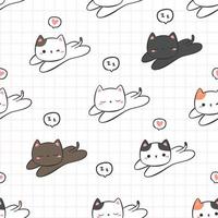 naadloos patroon met kat slaap cartoon doodle illustratie vector