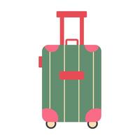 reizen koffer. op wielen reizen tas. vakantie, toerisme en bagage icoon. illustratie geïsoleerd Aan wit achtergrond. vector