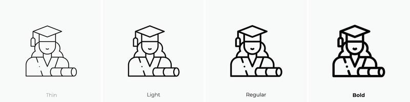 afgestudeerd icoon. dun, licht, regelmatig en stoutmoedig stijl ontwerp geïsoleerd Aan wit achtergrond vector