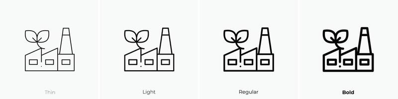 groen fabriek icoon. dun, licht, regelmatig en stoutmoedig stijl ontwerp geïsoleerd Aan wit achtergrond vector