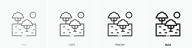 grasland icoon. dun, licht, regelmatig en stoutmoedig stijl ontwerp geïsoleerd Aan wit achtergrond vector