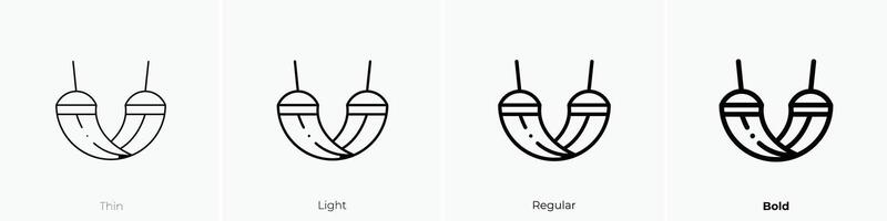 hangmat icoon. dun, licht, regelmatig en stoutmoedig stijl ontwerp geïsoleerd Aan wit achtergrond vector