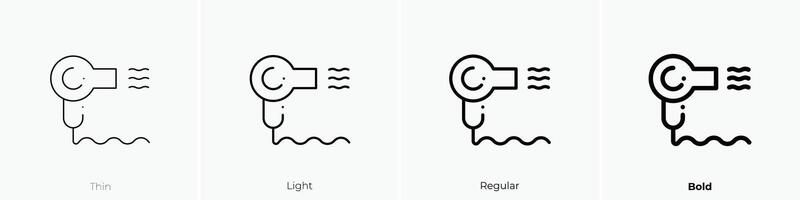 haardroger icoon. dun, licht, regelmatig en stoutmoedig stijl ontwerp geïsoleerd Aan wit achtergrond vector