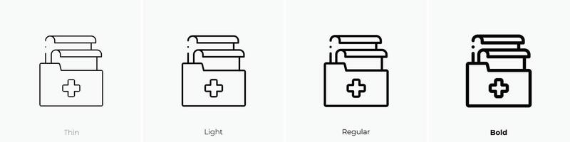 Gezondheid verslag doen van icoon. dun, licht, regelmatig en stoutmoedig stijl ontwerp geïsoleerd Aan wit achtergrond vector