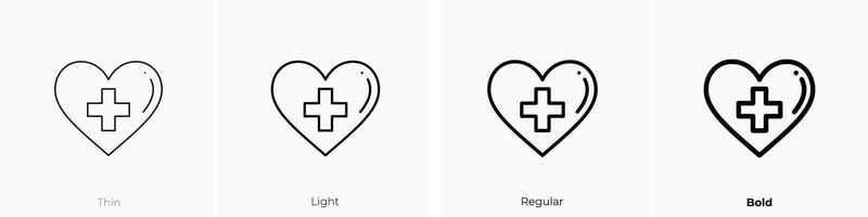 Gezondheid icoon. dun, licht, regelmatig en stoutmoedig stijl ontwerp geïsoleerd Aan wit achtergrond vector