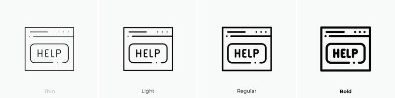 helpen icoon. dun, licht, regelmatig en stoutmoedig stijl ontwerp geïsoleerd Aan wit achtergrond vector