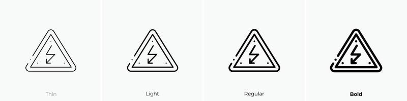 hoog Spanning icoon. dun, licht, regelmatig en stoutmoedig stijl ontwerp geïsoleerd Aan wit achtergrond vector