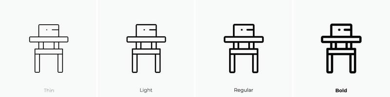 hoge stoel icoon. dun, licht, regelmatig en stoutmoedig stijl ontwerp geïsoleerd Aan wit achtergrond vector