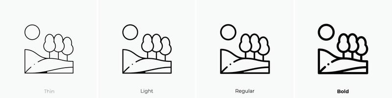 heuvel icoon. dun, licht, regelmatig en stoutmoedig stijl ontwerp geïsoleerd Aan wit achtergrond vector