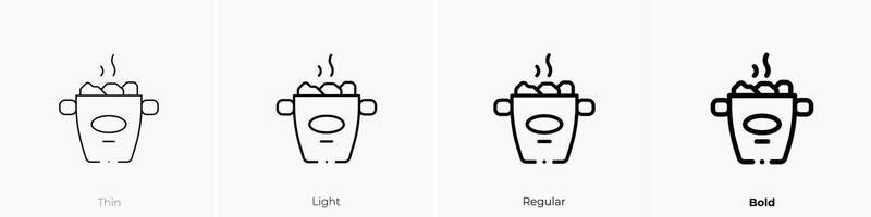 ijs emmer icoon. dun, licht, regelmatig en stoutmoedig stijl ontwerp geïsoleerd Aan wit achtergrond vector