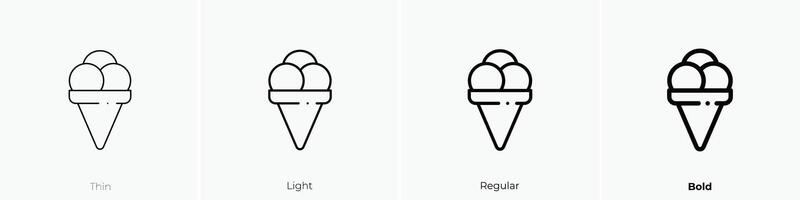 ijs room icoon. dun, licht, regelmatig en stoutmoedig stijl ontwerp geïsoleerd Aan wit achtergrond vector