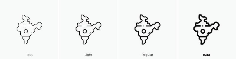 Indië icoon. dun, licht, regelmatig en stoutmoedig stijl ontwerp geïsoleerd Aan wit achtergrond vector