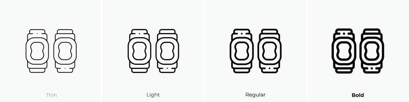 kniebeschermer icoon. dun, licht, regelmatig en stoutmoedig stijl ontwerp geïsoleerd Aan wit achtergrond vector