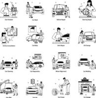 auto onderhoud vlak illustraties vector