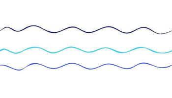 blauw zee golven of water stromen naadloos patroon horizontaal grens. hand- getrokken gekleurde gemakkelijk lijnen. zee storm krabbelen. illustratie in tekening stijl geïsoleerd Aan wit achtergrond. vector