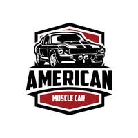 Amerikaans spier auto embleem logo ontwerp insigne geïsoleerd. spier auto Op maat embleem logo vector