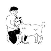 een Mens met geit karakter illustratie, eid ul adha illustratie vector