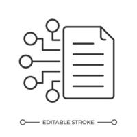 digitaal het dossier lineair icoon. elektronisch document. het dossier encryptie. papierloos kantoor. digitaal gegevens. informatie delen. dun lijn illustratie. contour symbool. schets tekening. bewerkbare beroerte vector