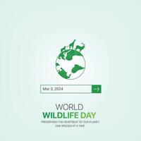 wereld dieren in het wild dag creatief advertenties ontwerp. maart 3 dieren in het wild dag sociaal media poster 3d illustratie. vector