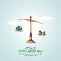 wereld bevolking dag creatief advertenties ontwerp.wereld bevolking dag, 11 juli, , 3d illustratie vector