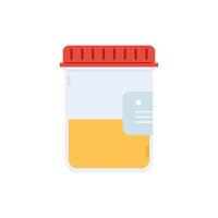 urine analyse. houder met plas steekproef. plastic containers met biomateriaal voor laboratorium analyse vector