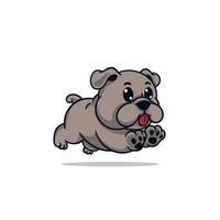 schattig bulldog rennen tekenfilm vector