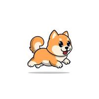 schattig shiba inu hond rennen tekenfilm vector