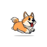 schattig corgi hond rennen tekenfilm vector