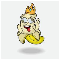 banaan mascotte karakter tekenfilm met gek uitdrukking. voor merk, label, verpakking en Product. vector