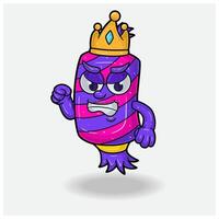 snoep mascotte karakter tekenfilm met boos uitdrukking. voor merk, label, verpakking en Product. vector