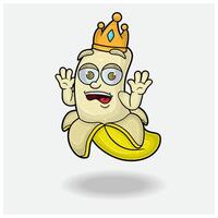 banaan mascotte karakter tekenfilm met geschokt uitdrukking. voor merk, label, verpakking en Product. vector