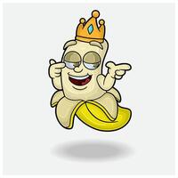 banaan mascotte karakter tekenfilm met zelfvoldaan uitdrukking. voor merk, label, verpakking en Product. vector