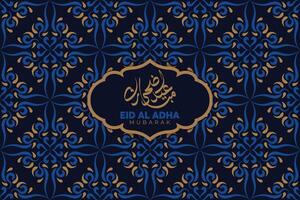 eid al adha festival. groet kaart met blauw en goud kleur achtergrond. eid mubarak thema. illustratie. vector