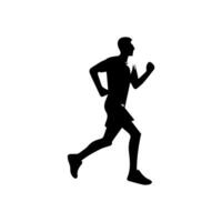 loper silhouet sport werkzaamheid icoon teken of symbool. atleet logo. atletisch sport. jogging of sprinten jongen. marathon ras. snelheid concept. loper figuur vector