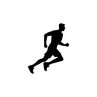 loper silhouet sport werkzaamheid icoon teken of symbool. atleet logo. atletisch sport. jogging of sprinten jongen. marathon ras. snelheid concept. loper figuur vector